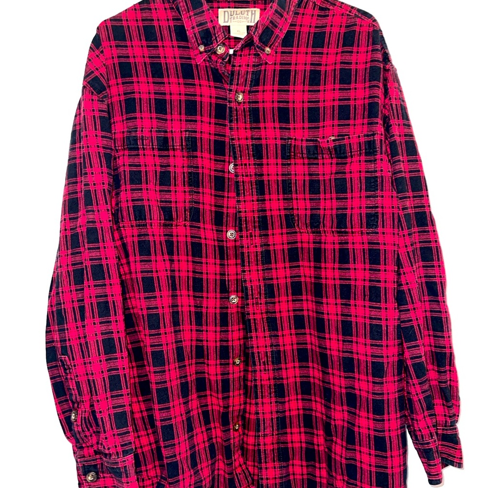 Duluth Red Flannel Button Down Shirt Men XL